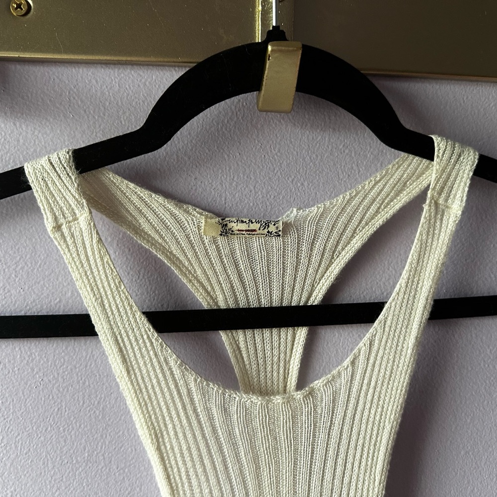 NWOT Free People Intimately White Ribbed Racerback Tank Top Size XS - Picture 2 of 8